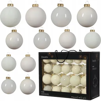 Vánoční dekorace Vánoční Koule na vánoční stromek GardenPlus+ skleněná bílá mix vzorů 42 ks 5/6/7 cm