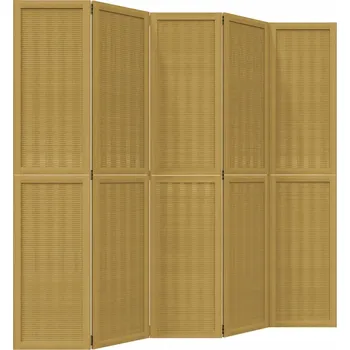 Paraván Paraván z bambusu a dřeva paulovnie, hnědý, 175-180 x 180 cm