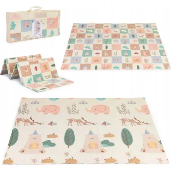 Hračka pro kojence PĚNOVÁ PODLOŽKA PRO DĚTI 200X180 CM VZDĚLÁVACÍ OBOUSTRANNÁ SKLÁDACÍ TAŠKA