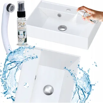 Umyvadlo UMYVADLO na desku/na stěnu 50 nástěnné OBDÉLNÍKOVÉ BÍLÉ z litého mramoru