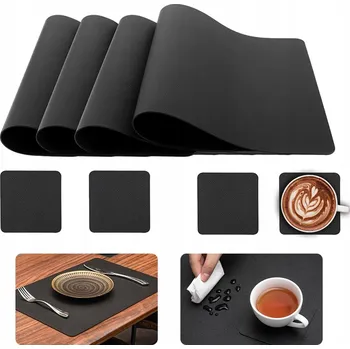 prostírání PROSTÍRÁNÍ NA STŮL ČERNÉ SADA 4 KS 45X30CM + PODTÁCKY POD HRNKY