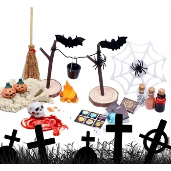 Sada mini halloweenských dekorací 27 ks – domeček pro panenky, příslušenství 53,12