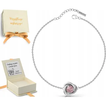 Náramek Stříbrný náramek s růžovým kamenem, růžová zirkon, pro ženy, stříbro 925