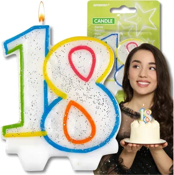 Svíčka Amscan k 18. narozeninám se třpytkami