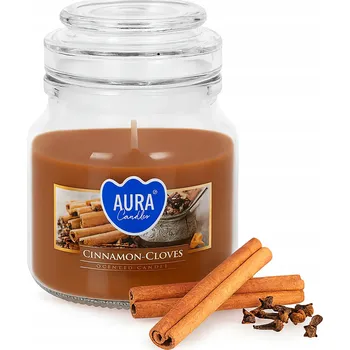 Svíčka Vánoční vonná svíčka skořice hřebíček vůně Vánoc ve skle VÍČKO