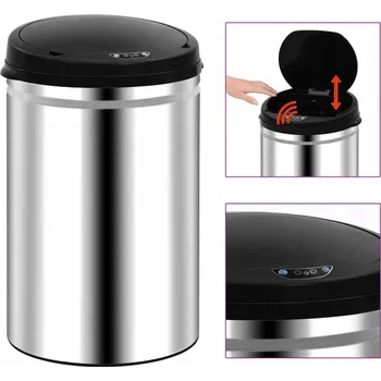 Odpadkový koš Automatický odpadkový koš 30 l stříbrný, nerezová ocel, 30,5 x 51,5 cm