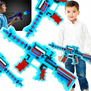 MINECRAFT PUŠKA Z HRY DIAMANTOVÁ PISTOLE SVÍTÍ LED ZVUKEM HUDBA