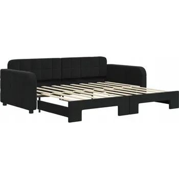 Pohovka Černá rozkládací lenoška/pohovka sametová 213 x 100 x 71 cm