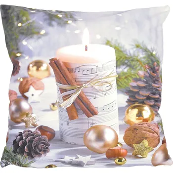 Vánoční povlak Svíčka noty CYHA6657 40x40 cm