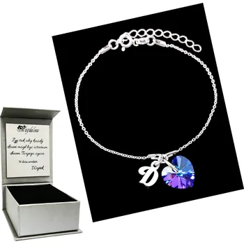 Náramek Náramek Písmeno D Srdce Swarovski GRAVÍROVÁNÍ STŘÍBRO