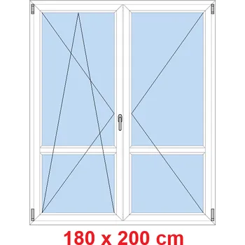 Okno Soft Dvoukřídlé balkonové dveře s příčkou 180x200 cm, otevíravé a sklopné