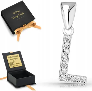 Přívěsek Stříbrný přívěsek literka L dámský se zirkony STŘÍBRO 925