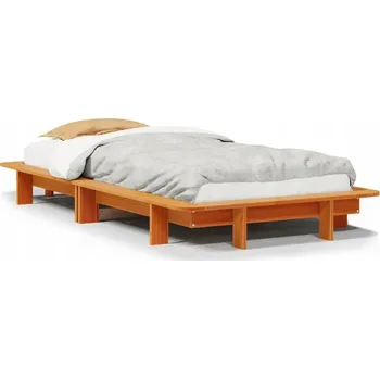 Postel Rám postele z borovicového dřeva, voskovaný hnědý, 222 x 112 x 21 cm, včetně lamelového roštu