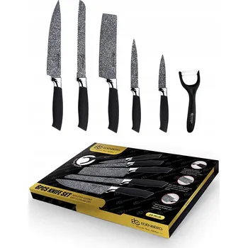 Kuchyňský nůž SADA OSTRÝCH KUCHYŇSKÝCH NOŽE 5 ks + ŠKRABKA EDENBERG 9812 B - ČERNÁ