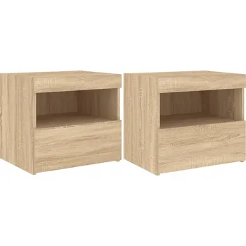 Noční stolek Moderní noční stolky s LED osvětlením dub sonoma 50 x 40 x 45 cm