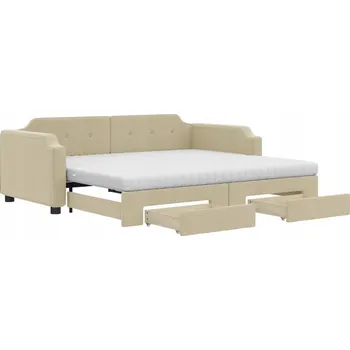 Pohovka Rozkládací pohovka 2 v 1, 223x192,5x66,5 cm, krémová