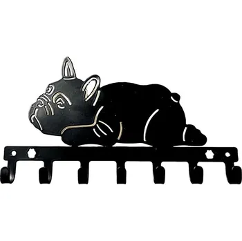 Věšák Nástěnný věšák se 7 háčky na klíče, tvar pejska, 27x15,5 cm