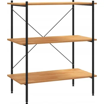 Knihovna Stojící regál černý a dubový 80 x 40 x 92 cm ze dřeva a oceli