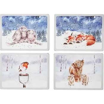 prostírání Korkové prostírání pod talíře na stůl, střední, 4 ks Pimpernel, zvířata, zima