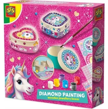 Diamantové malování Dřevěné krabičky na šperky JEDNOROŽCI diamantové malování SES 14138