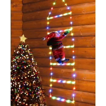 Vánoce VÁNOČNÍ LED SVĚTÝLKA ŽEBŘÍK SANTA CLAUSE 8 REŽIMŮ 75 CM DÁLKOVÉ OVLÁDÁNÍ USB