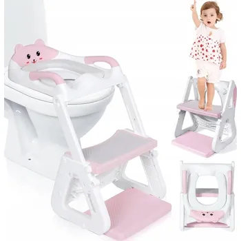 WC sedátko Nástavec na WC Žebříček pro Děti s Nastavitelnými Schůdky, Sedátko na Toaletu