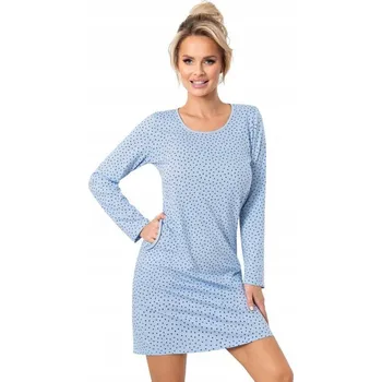 Dámská noční košile Modrá bavlněná noční košile s dlouhým rukávem Donna Star, velikost S