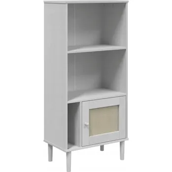 Knihovna Dřevěný regál SENJA, bílý, 60 x 35 x 130 cm, masivní borovicové dřevo