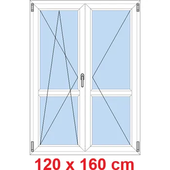 Okno Soft Dvoukřídlé balkonové dveře s příčkou 120x160 cm, otevíravé a sklopné