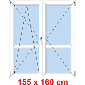 Okno Soft Dvoukřídlé balkonové dveře s příčkou 155x160 cm, otevíravé a sklopné