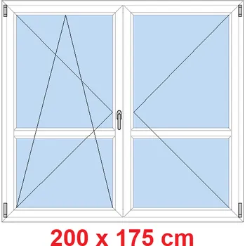 Okno Soft Dvoukřídlé balkonové dveře s příčkou 200x175 cm, otevíravé a sklopné