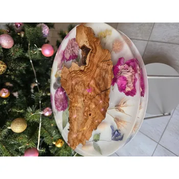 Hodiny epoxidový odkládací stolek - něžná oliva