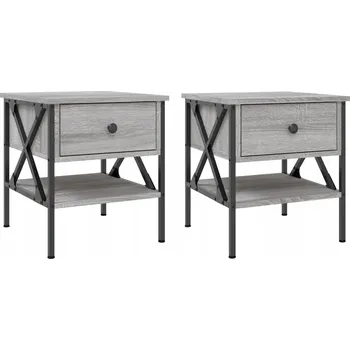 Noční stolek Noční stolky, 2 ks, šedý dub sonoma, 40x42x45 cm
