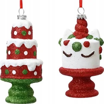 Vánoční dekorace Vánoční Koule na vánoční stromeček Dort DORT Jednorožec brokátový na vánoční stromeček 12 cm