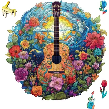 Puzzle EscapeWelt Dřevěné puzzle Kytara 200 dílků