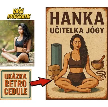Plechová cedule Retro cedule - Jóga - Plast / A5 ( 20x15cm)
