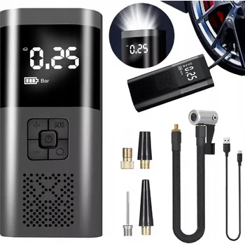 Kompresor Akumulátorová elektrická mini pumpa kompresor do auta svítilna SOS