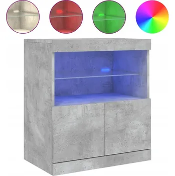 Komoda Moderní komoda s LED RGB, šedá betonu, 60 x 37 x 67 cm