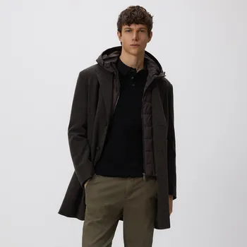 Reserved - Kabát s kapucí - tmavě hnědá - 271GU-89M - 271GU-89M-L