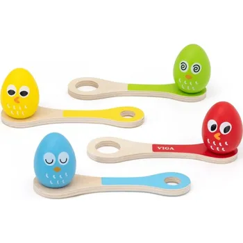 Dřevěná hračka DŘEVĚNÁ DOVEDNOSTNÍ HRA BĚH S VEJCEM NA LŽÍCI PRO DĚTI ZÁVOD VIGA