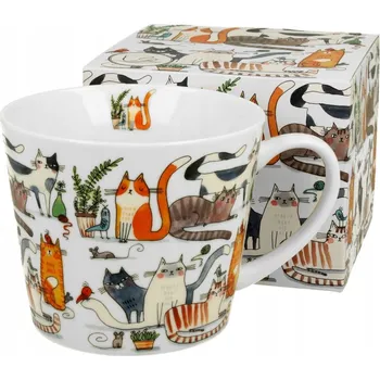 Hrneček rovný 610 ml Kočičí svět lenivé kočky porcelán DUO