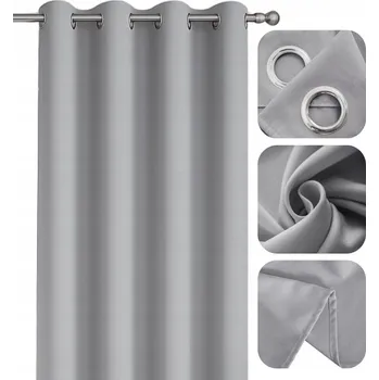 Obraz HOTOVÝ ZÁVĚS HLADKÝ 145x240 S KOLEČKY ZÁVĚSY MATNÝ KRUHY ŠEDÁ