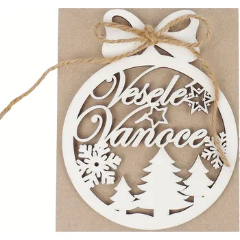 Vánoční dekorace Kúzlo dreva Vánoční dekorace Veselé Vánoce 7 cm