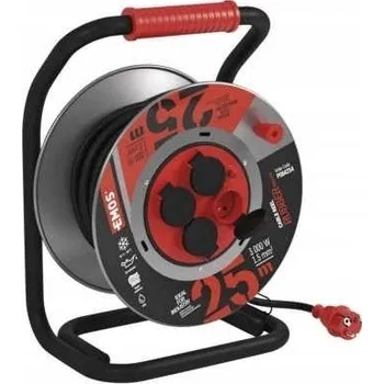 Napájecí kabel Prodlužovací Kabel na bubnu Emos 25 m, 4 ks, černý