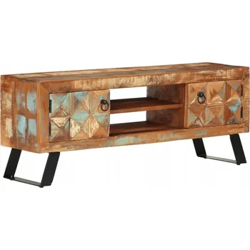 Televizní stolek Retro TV stolek ze recyklovaného dřeva, 112x30x45 cm, vícebarevný