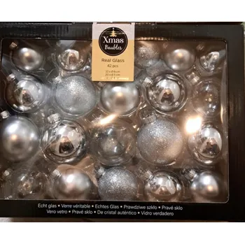 Vánoční ozdoba SADA SKLENĚNÝCH VÁNOČNÍCH OZDOB NA STROMEČEK 42 KUSŮ