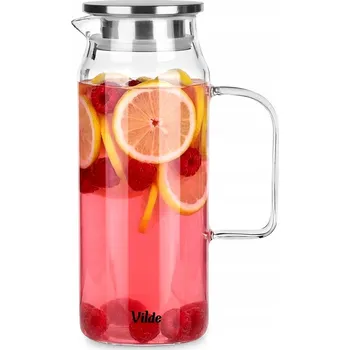 Džbán NA NÁPOJE vodu džusu limonády šťáv skleněný s víkem velký 1,5L