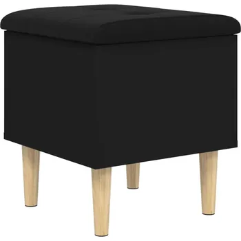 Taburet Černá úložná lavice 42 x 42 x 46 cm s polštářem 40 x 40 x 5 cm