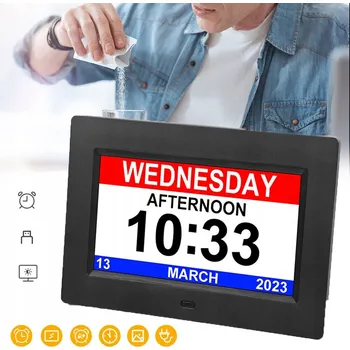 IP kamera Velké digitální hodiny s kalendářem pro seniory s připomínkou léků