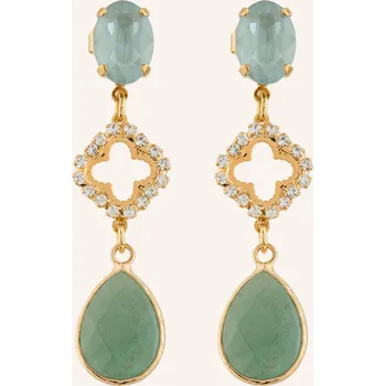 Náušnice Seenberg Dámské Náušnice, zlatá / mátová, one size